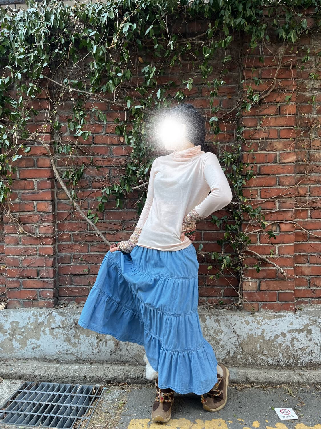 데일리 무드 데님 면 롱스커트 상품이미지2