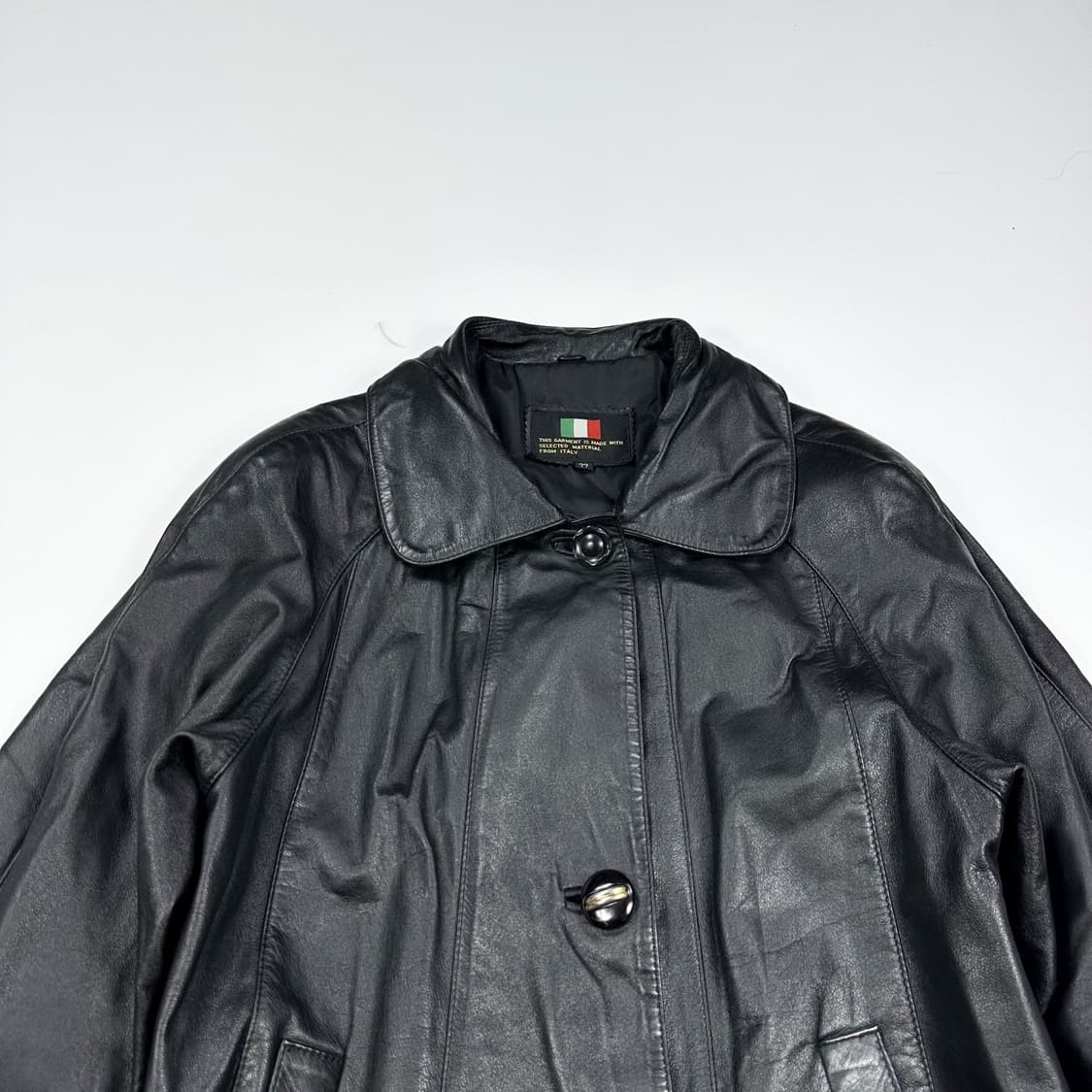 VTG 빈티지 소가죽 블랙 롱코트 자켓 (XL 여성추천) 상품이미지1
