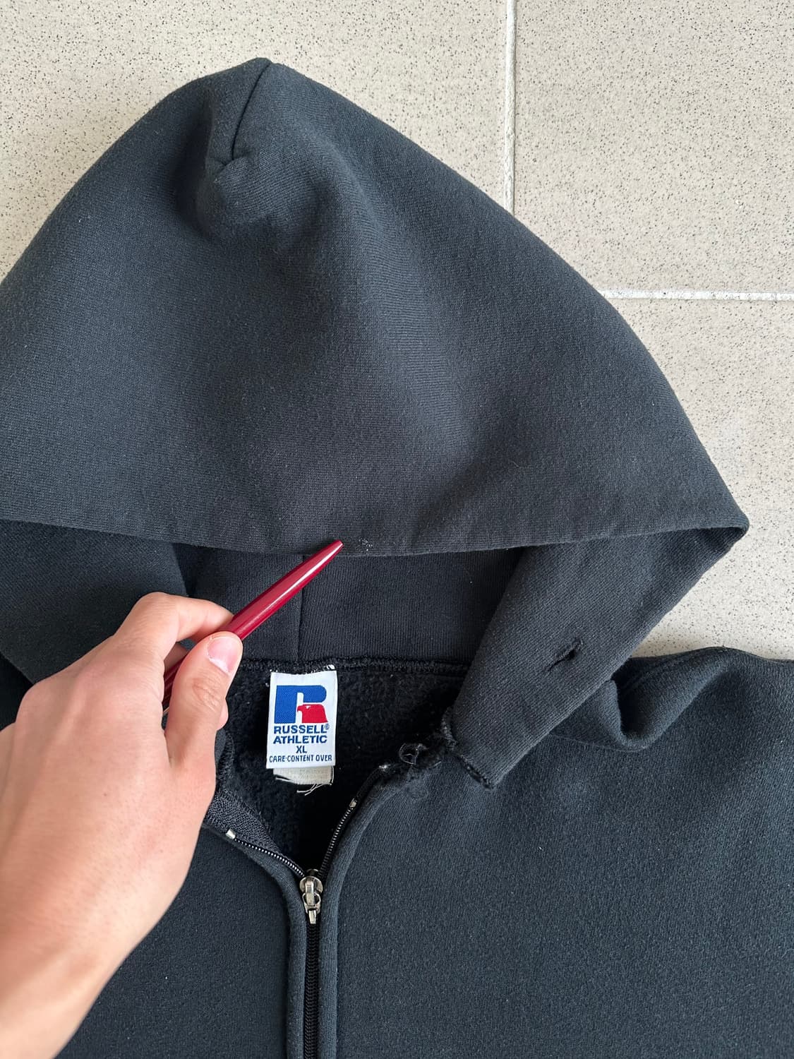 90s 빈티지 러셀 후드집업 블랙 XL 상품이미지7