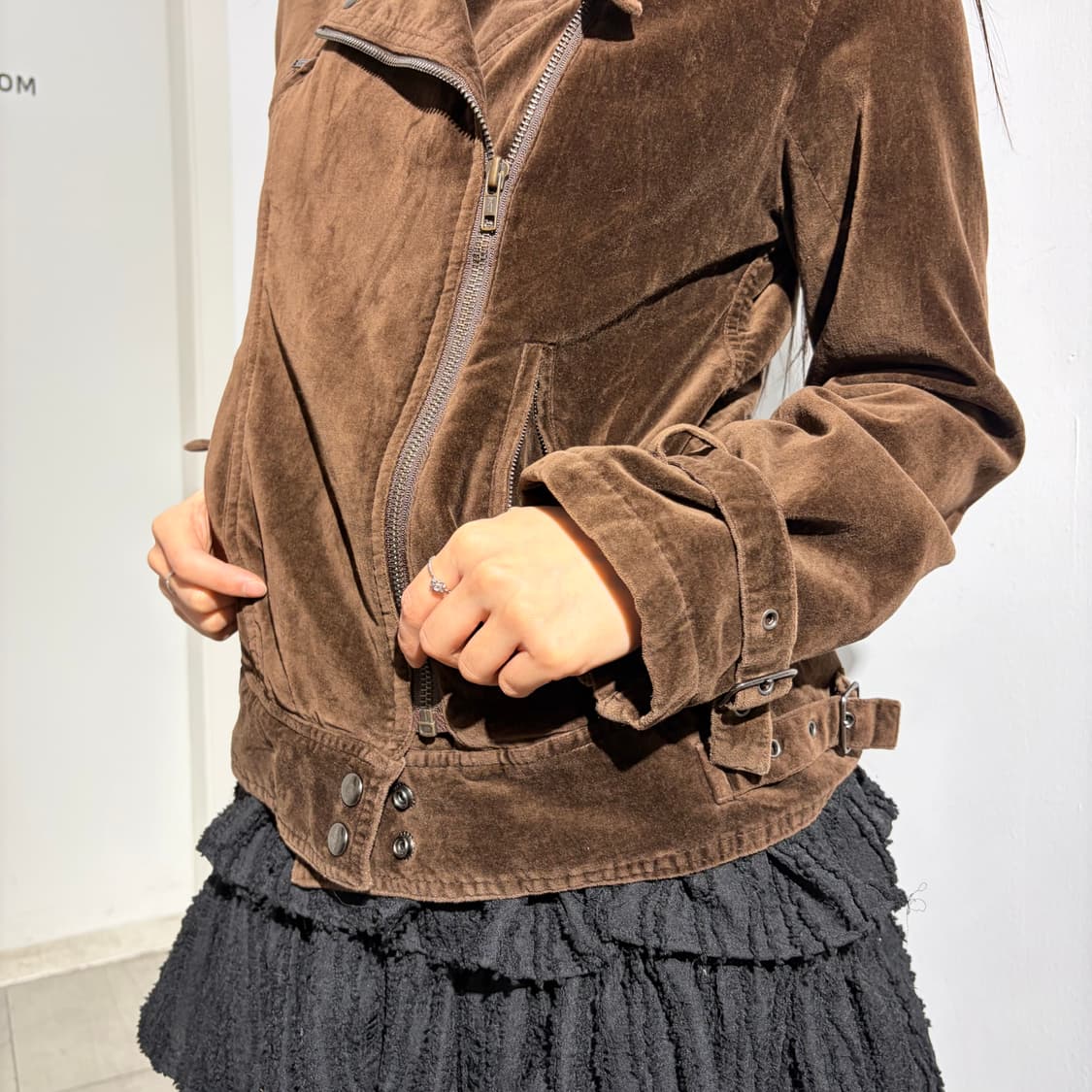  J-honey 브라운 벨벳 라이더 자켓 상품이미지3