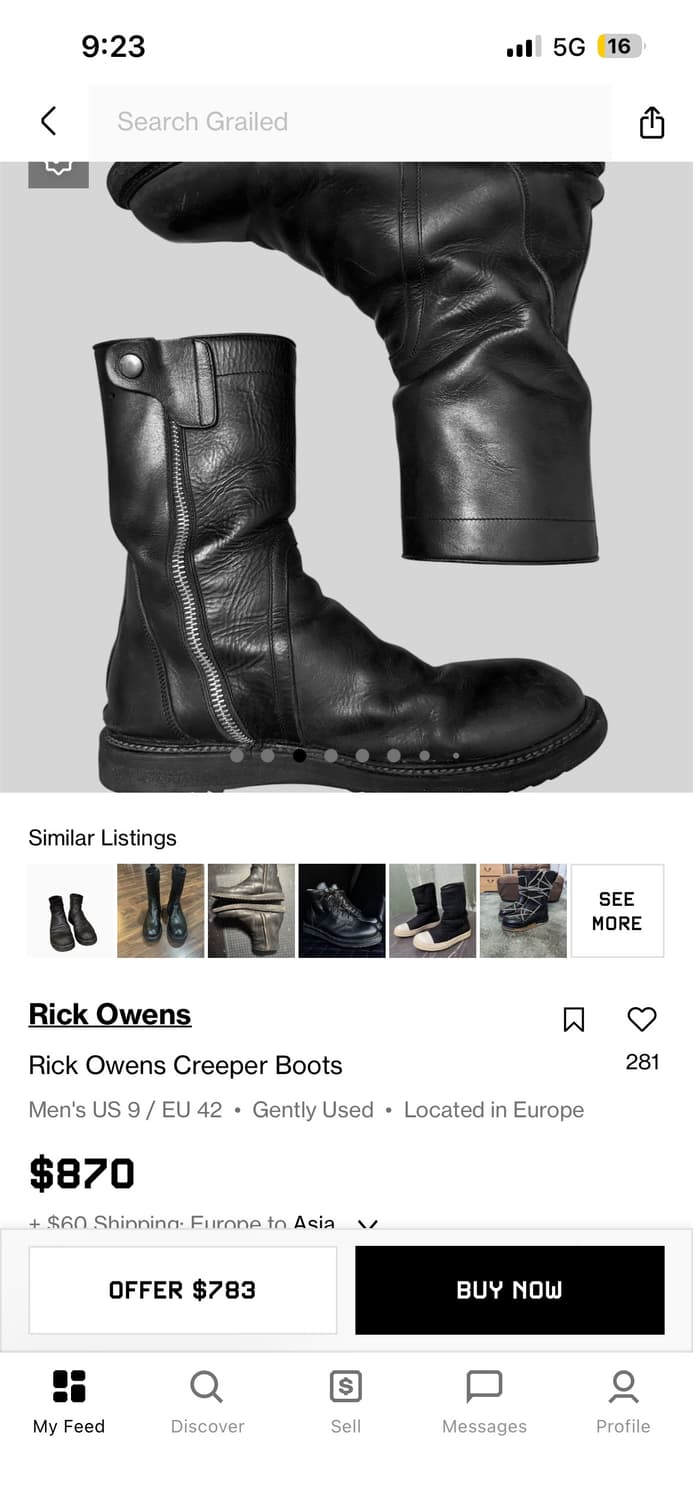 16FW Rick Owens Creeper Boots LPO 상품이미지6