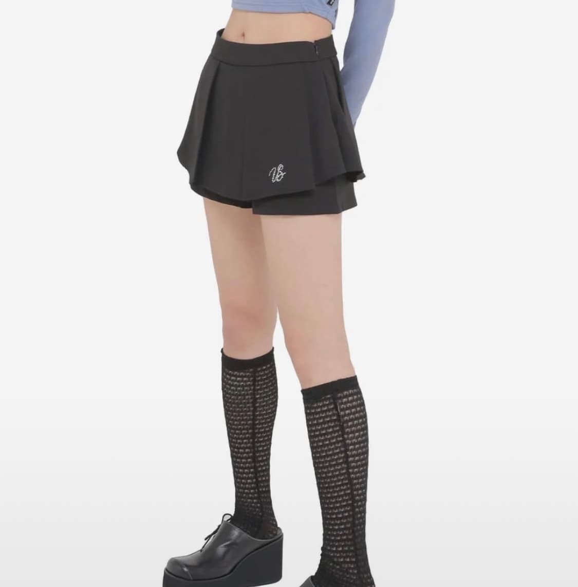 어글리쉐도우 튤립 팬츠 스커트(블랙) M 상품이미지2