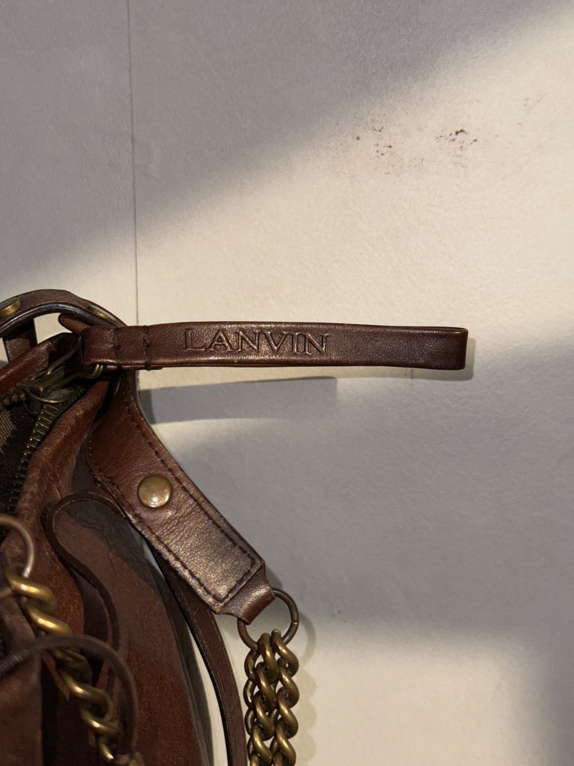 LANVIN brown leather harness chain 숄더백 상품이미지5
