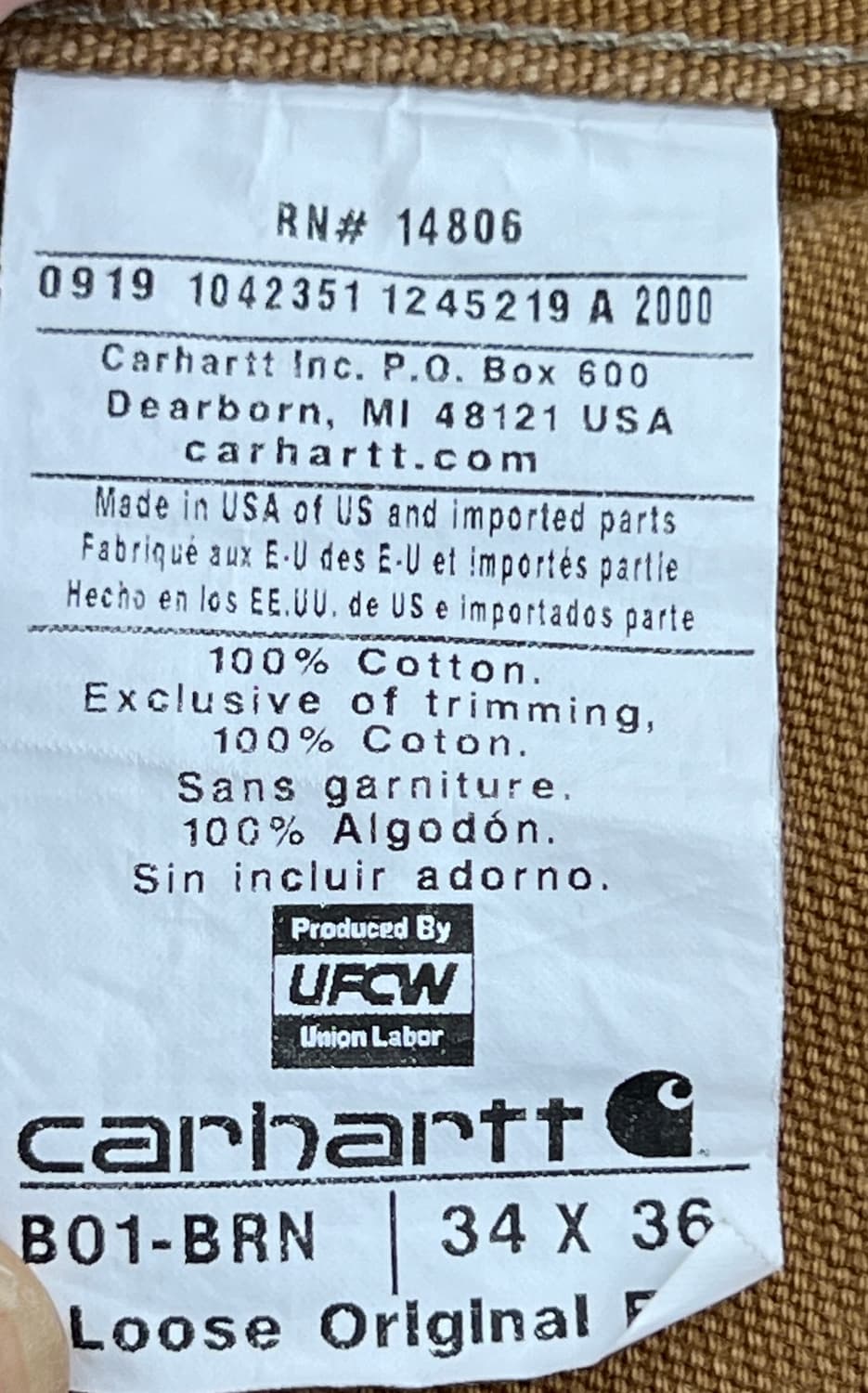 Carhartt 칼하트 B01 더블니 던가리 워크 팬츠  상품이미지4