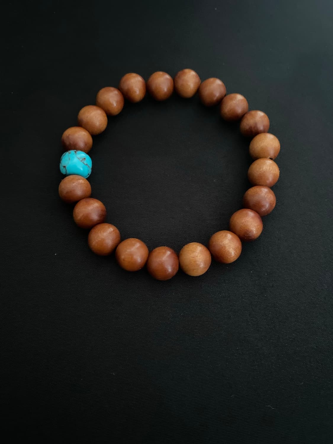 천연 우드 터키석 단주 팔찌 상품이미지1