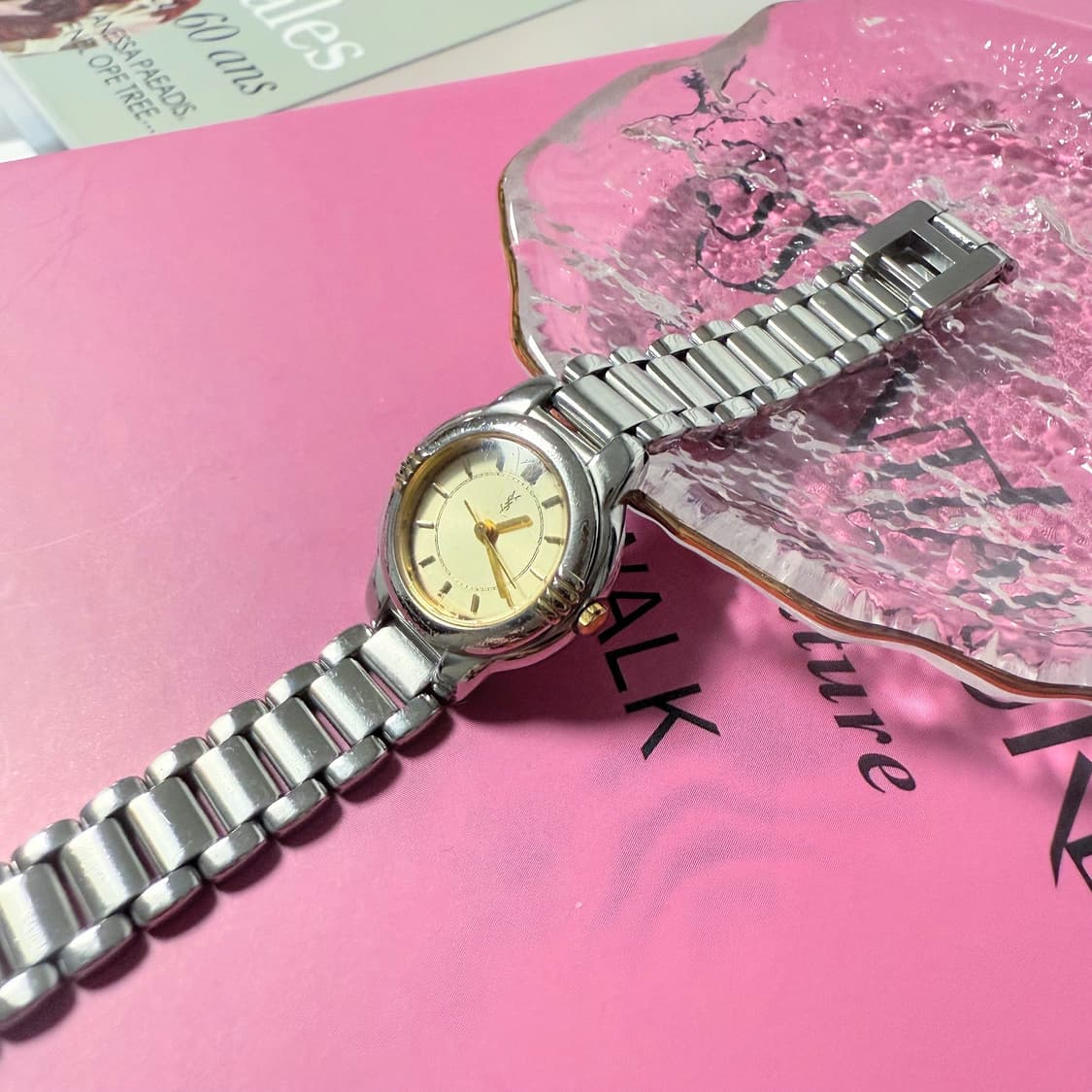 빈티지 YSL 콤비 라운드 스테인리스 스틸 시계 상품이미지2