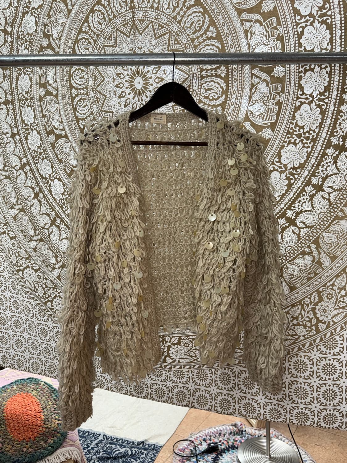 빈티지 여성 스팽글 니트 오픈 가디건  상품이미지3