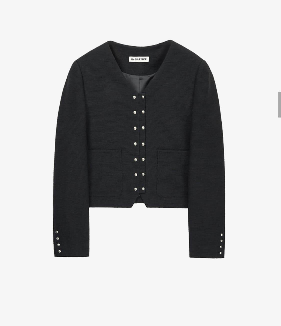 26SS 인사일런스 스냅 디테일 트위드 자켓 BLACK 상품이미지2