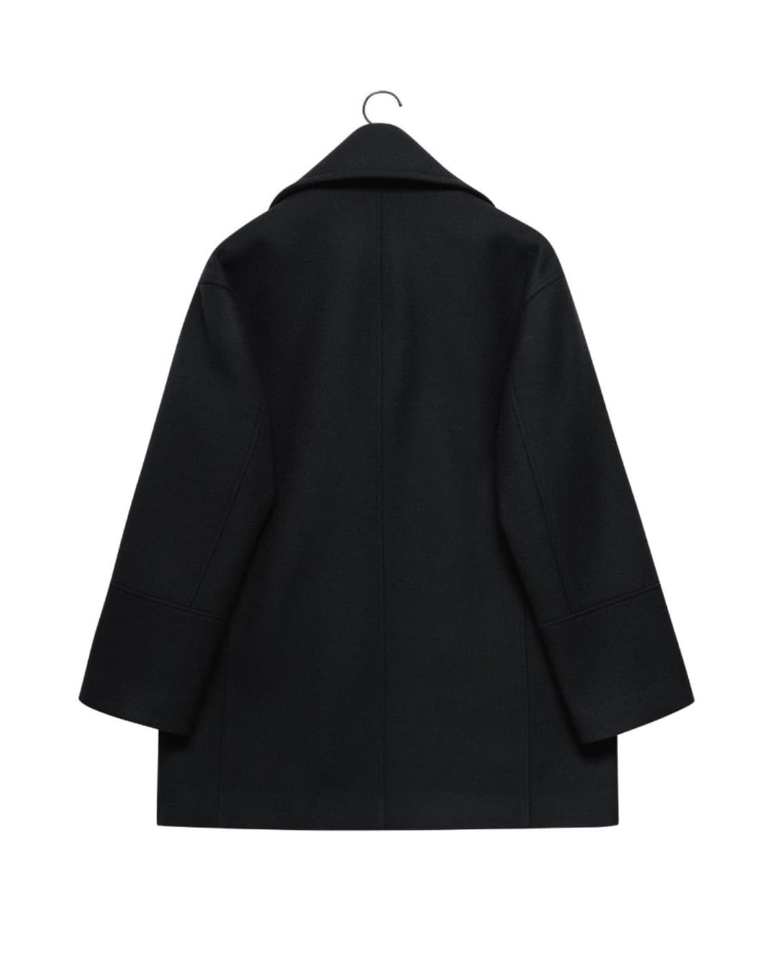 노이어 울 트위드 오버핏 피코트 블랙 상품이미지7