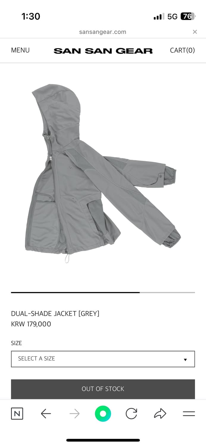 산산기어 DUAL-SHADE JACKET [GREY] 1사이즈 상품이미지4