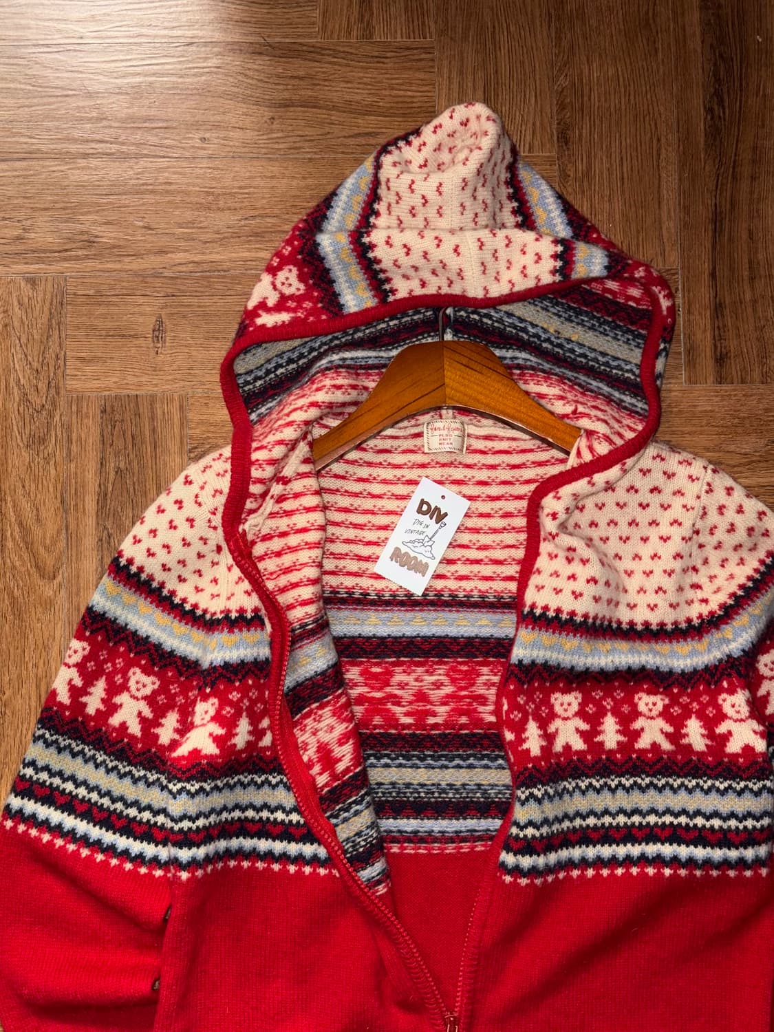 크리스마스 후드 울 니트집업 상품이미지6