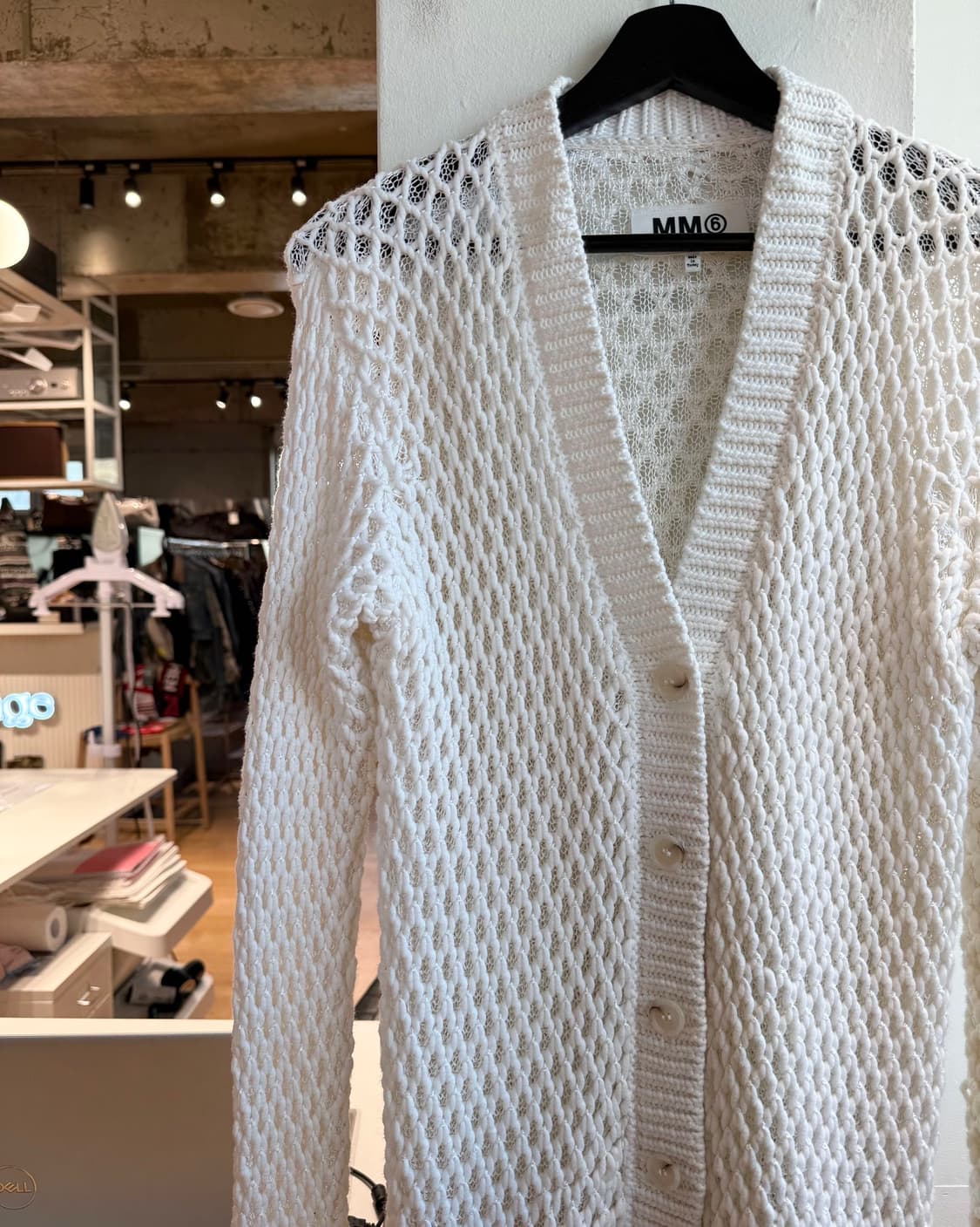 mm6 화이트 네트 코튼 가디건 상품이미지4