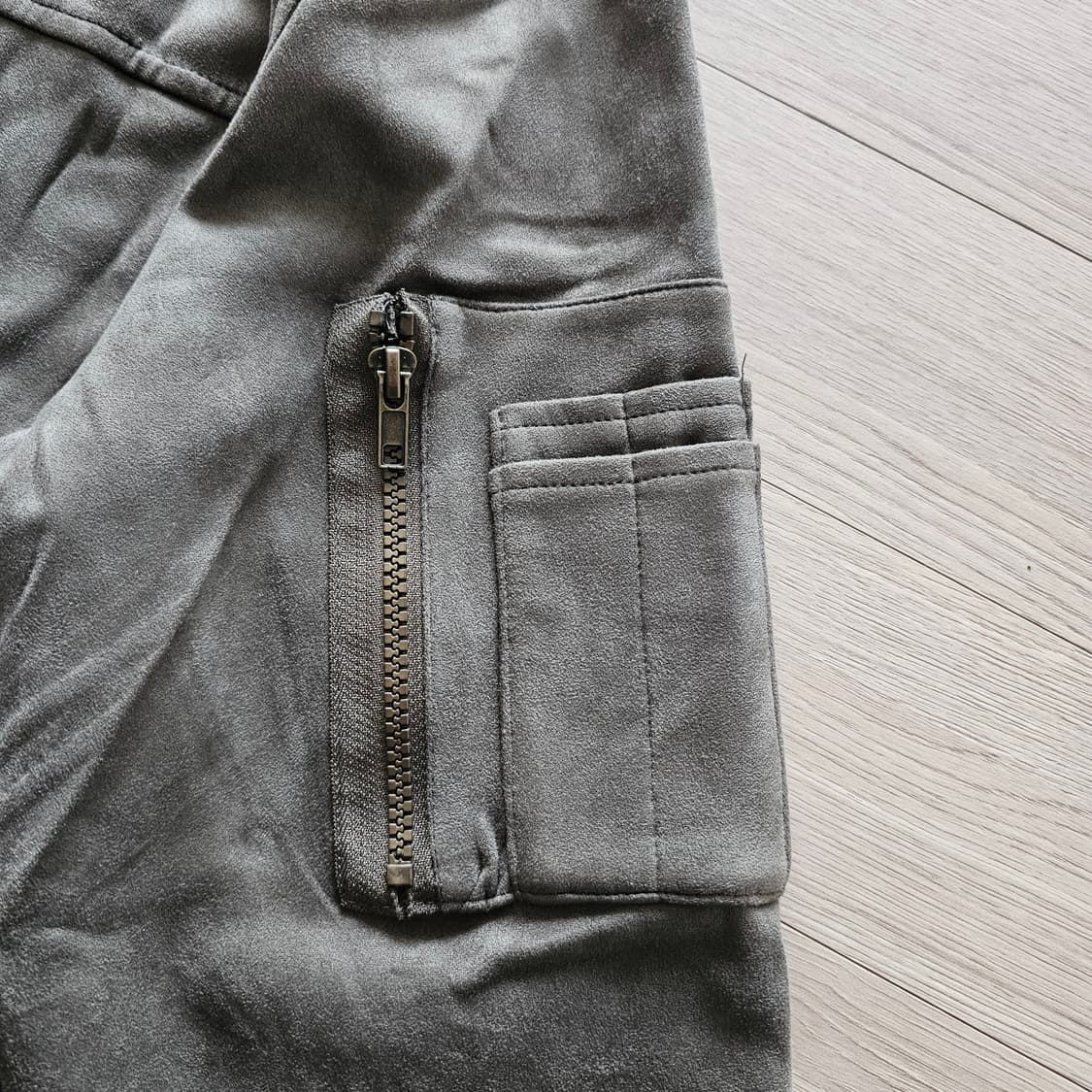 M L 100 RamLossa 벨벳 트랙자켓 점퍼 카키그레이 일본 빈티지 상품이미지4