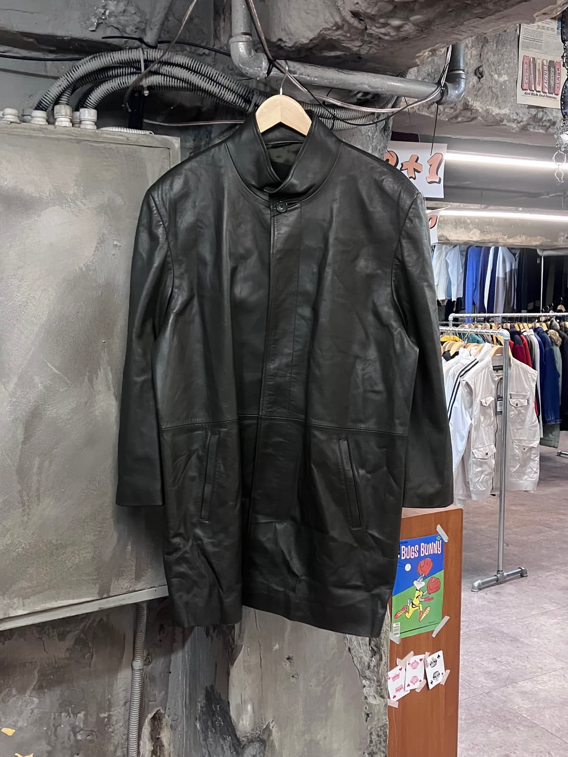 버튼 가죽 롱자켓 카키 XL #csz3530 상품이미지1