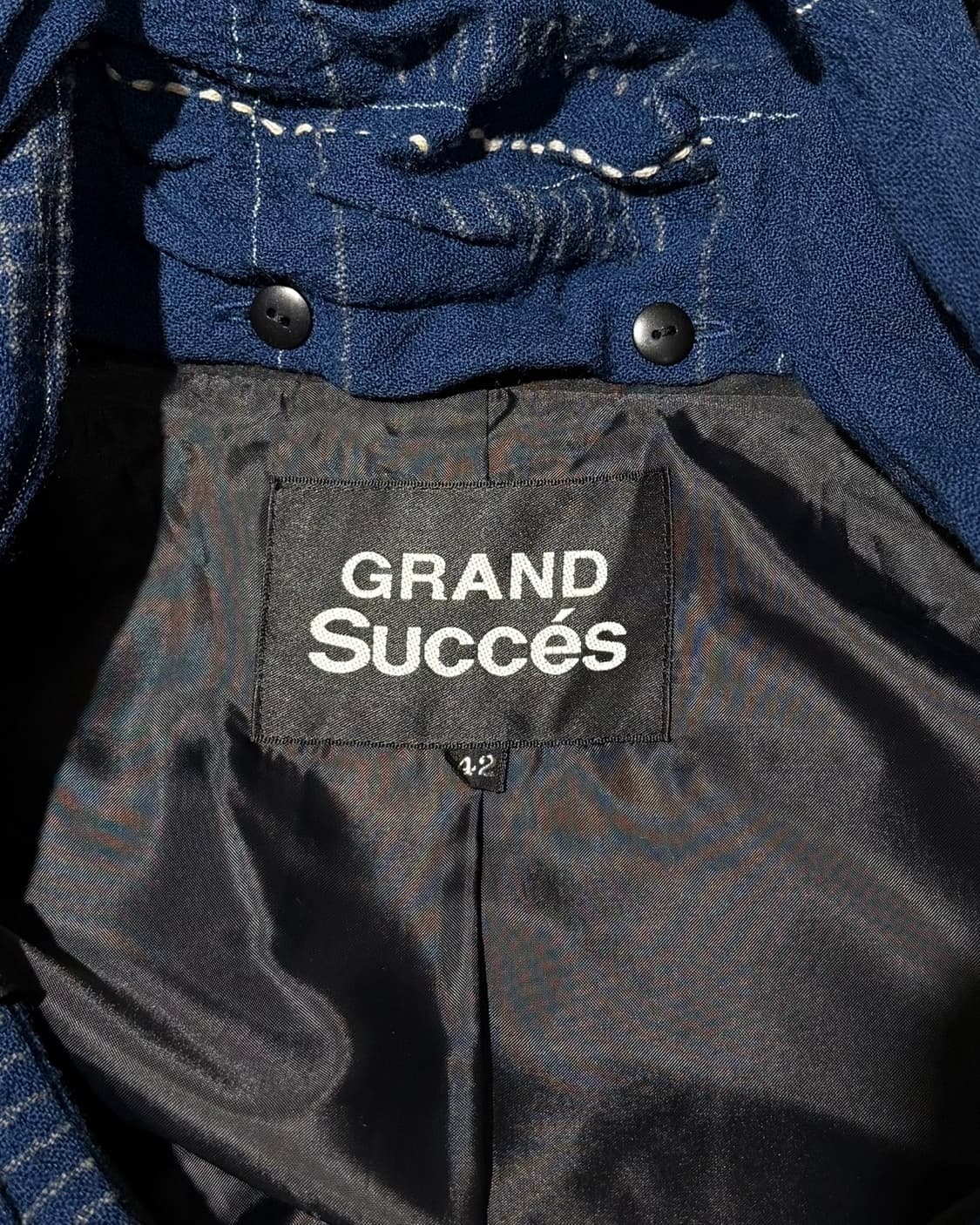 빈티지 블랙 게더링 슬리브 블루 스카프 자켓 상품이미지8