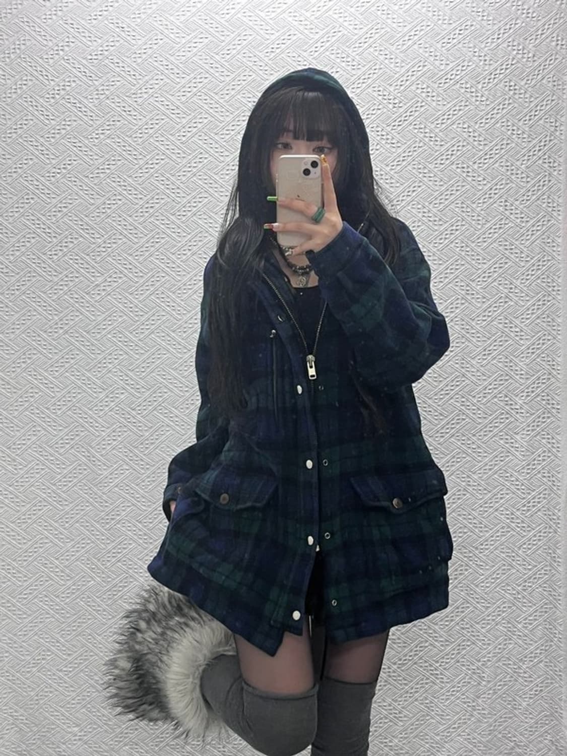 폴로 랄프로렌 블랙와치 홀리데이 체크 후드 미디 자켓 95 C09517 상품이미지1