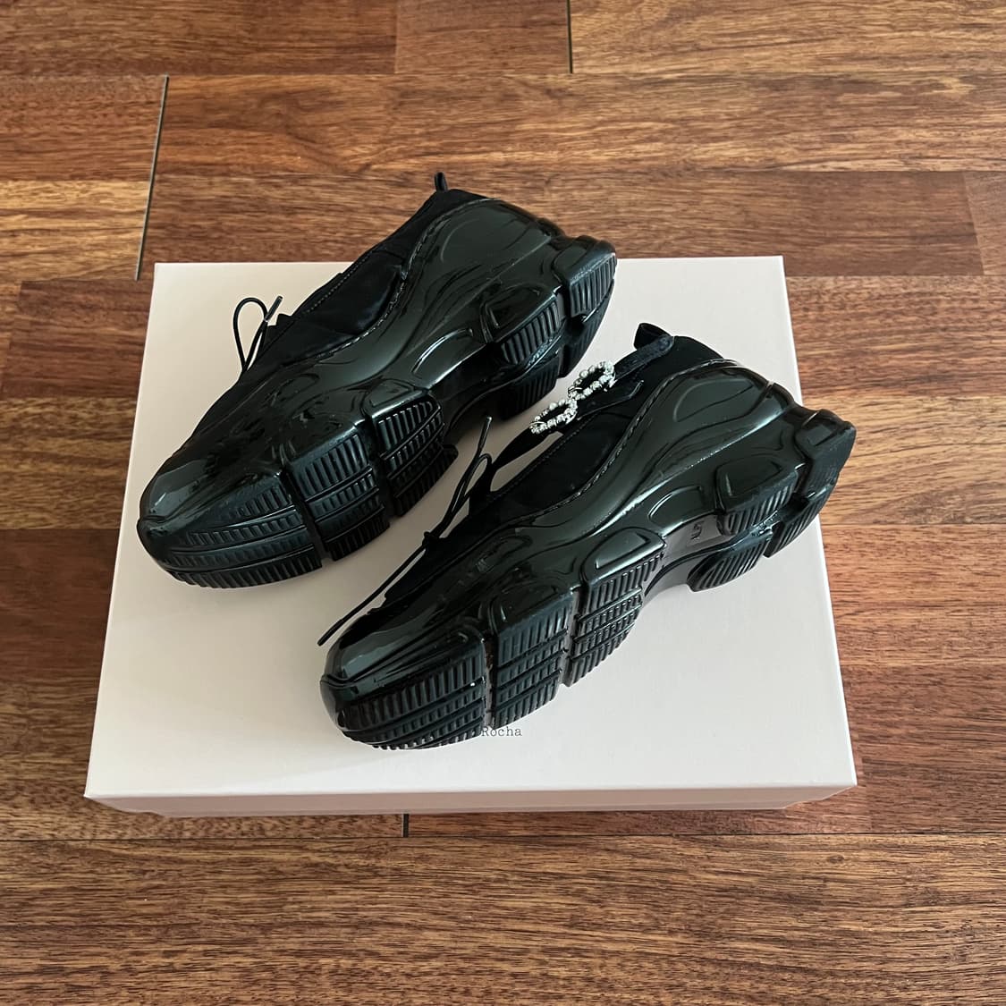 시몬로샤 크리스털 임벨리시드 새틴 플랫 슈즈 36 상품이미지4