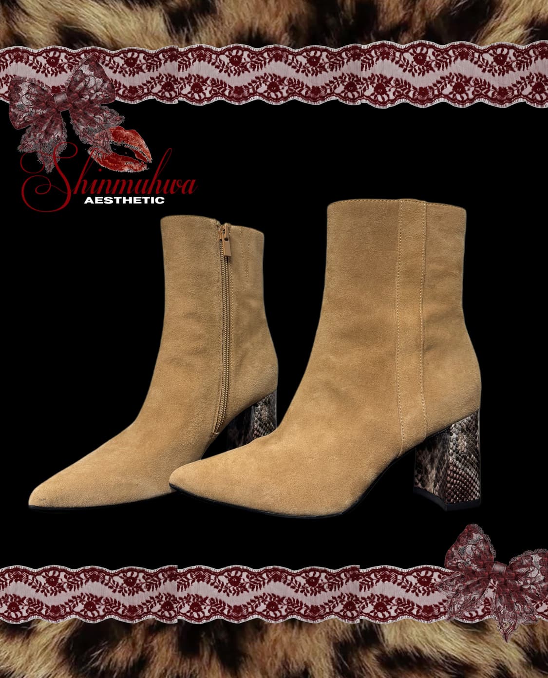 갸루 스웨이드 뱀피 앵클부츠 상품이미지1