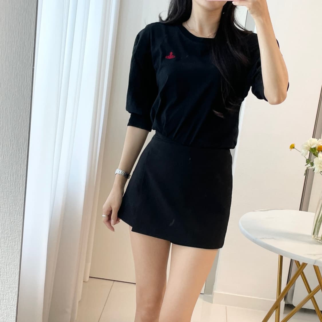 비비안웨스트우드 레드라벨 퍼프 소매 티셔츠-블랙 상품이미지8