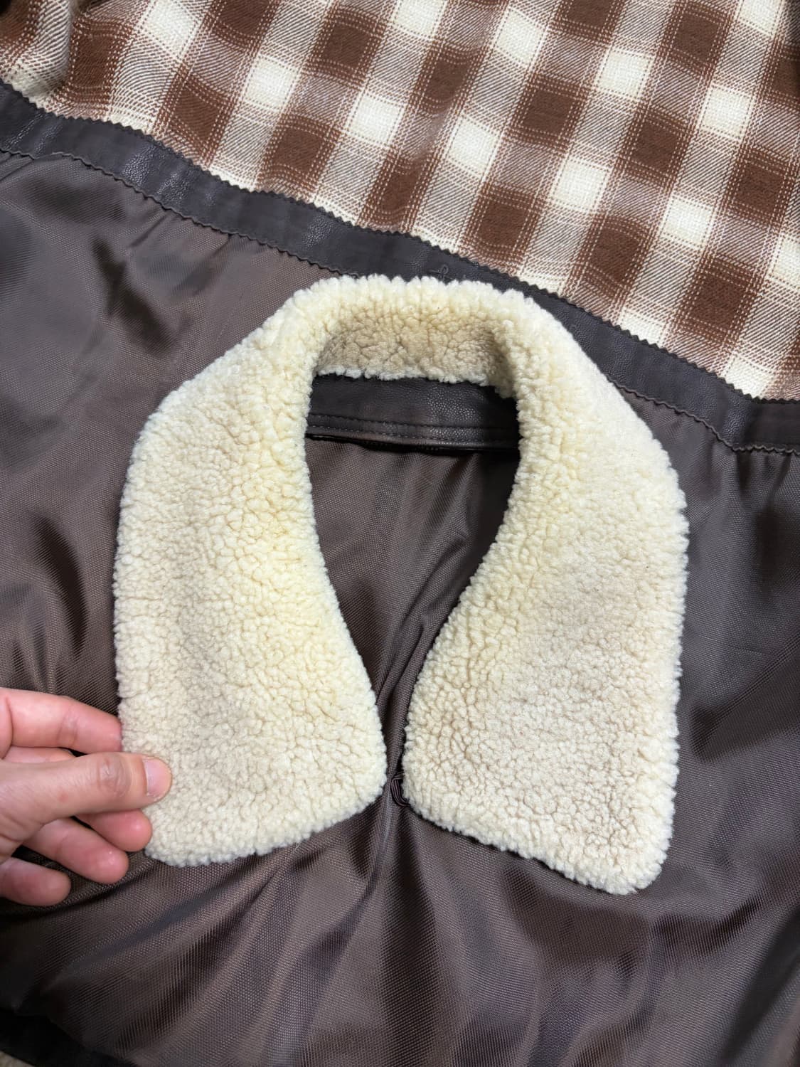 100) 00s 산양가죽 램스킨 필드자켓 브라운 레더카코트 상품이미지9