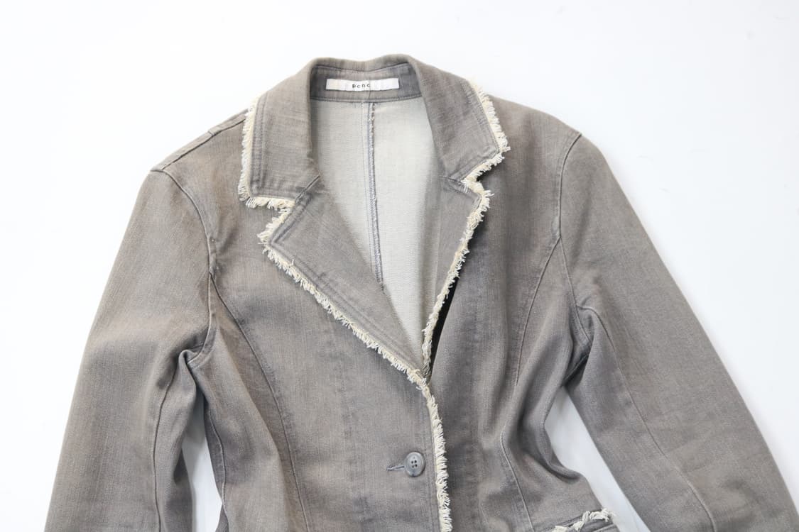 P.C.N.C 빈티지 컷오프 디테일 그레이 데님 블레이저 (M) 상품이미지3