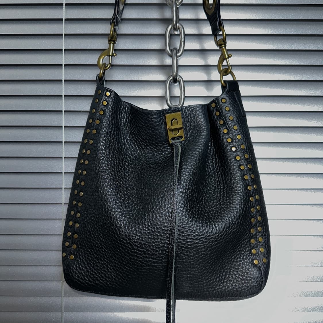 00s 레베카 민코프 가죽 & 앤틱 브라스 숄더백 상품이미지5