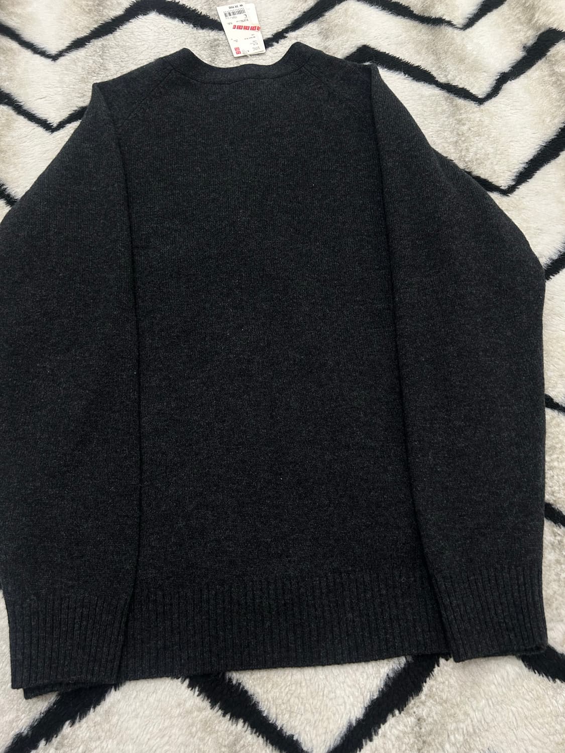 [L]유니클로 램스울 V넥 가디건/다크그레이 상품이미지3