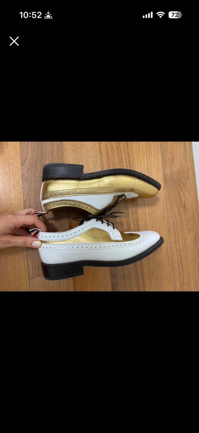 톰브라운 메탈릭 골드 화이트 윙팁 상품이미지4