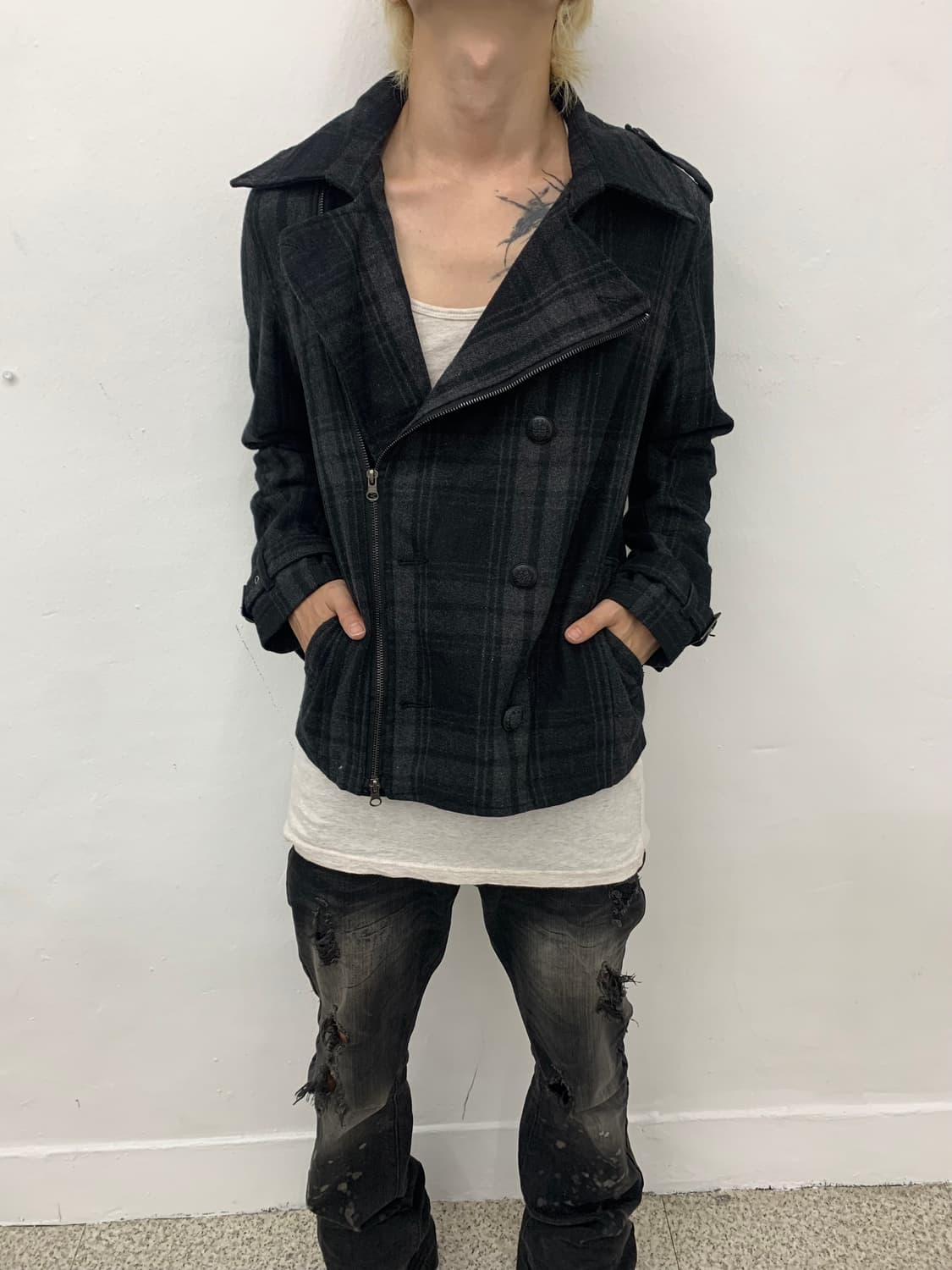 Tartan check pattern punk detail jacket  상품이미지7