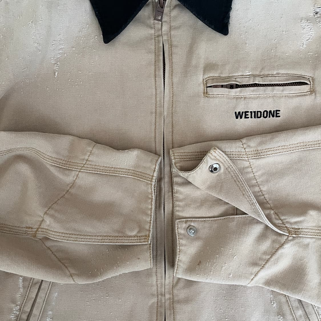 beige destroyed oxford jacket 상품이미지7