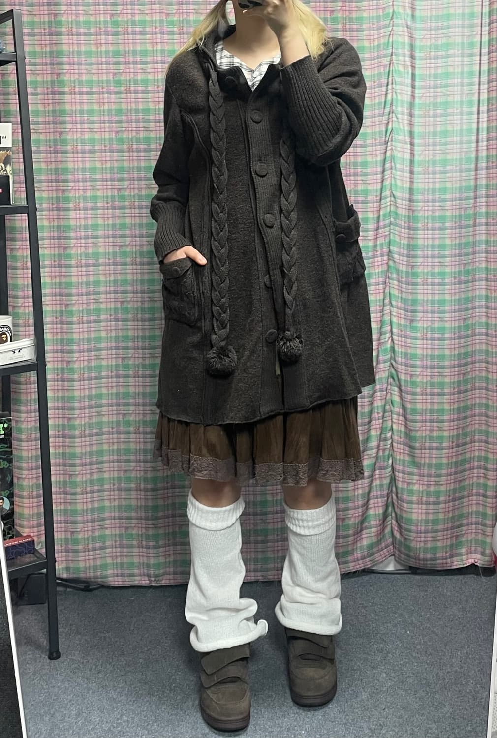 모리걸 브라운 폼폼이 모리가디건 상품이미지2