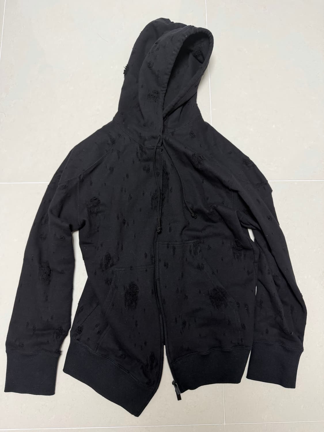 요지야마모토 푸르옴므 데미지 후디집업 25ss 상품이미지1