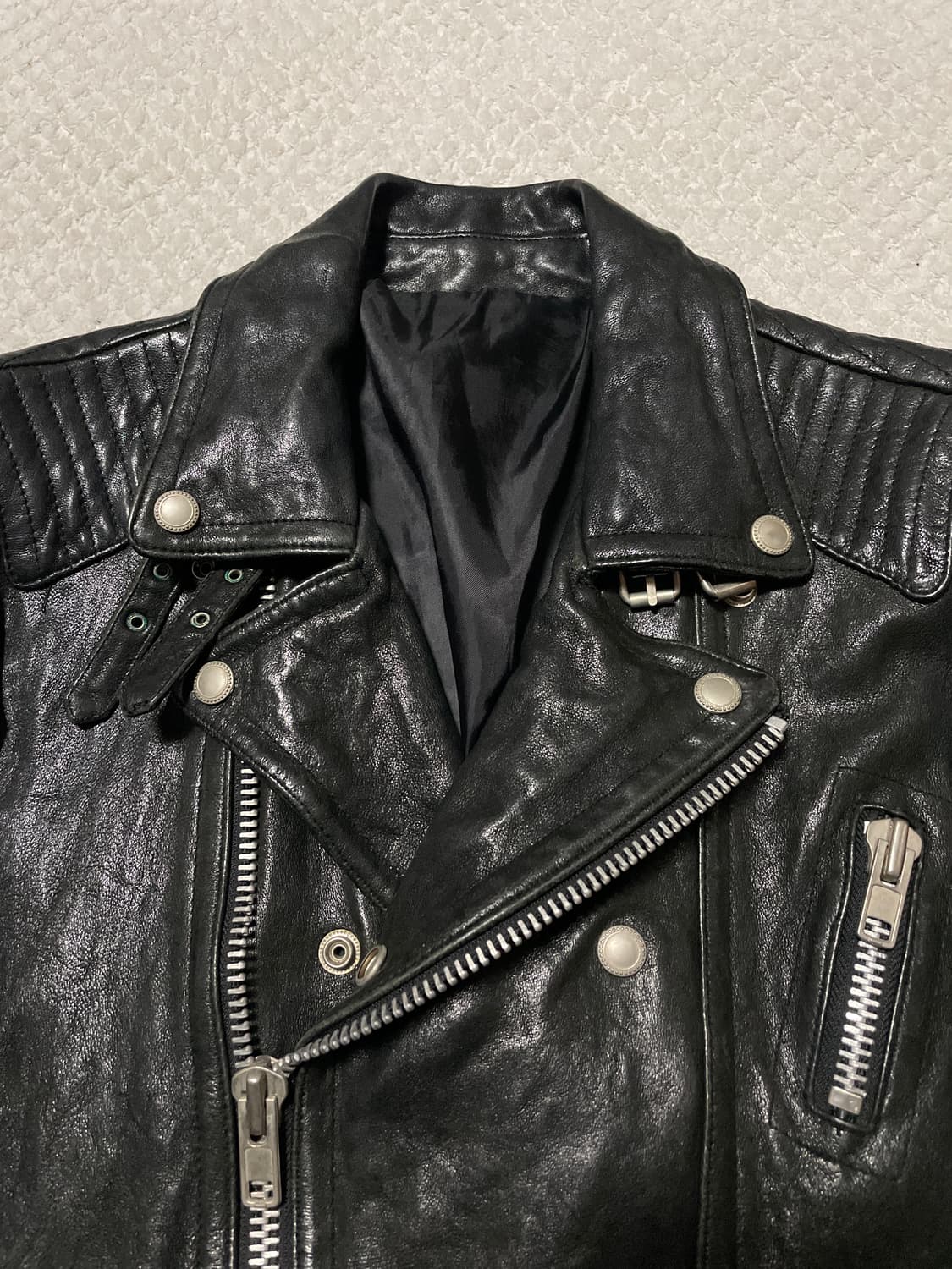 광희시장 웨스턴 무드 램스킨 양가죽 바이커 레더 자켓 상품이미지4