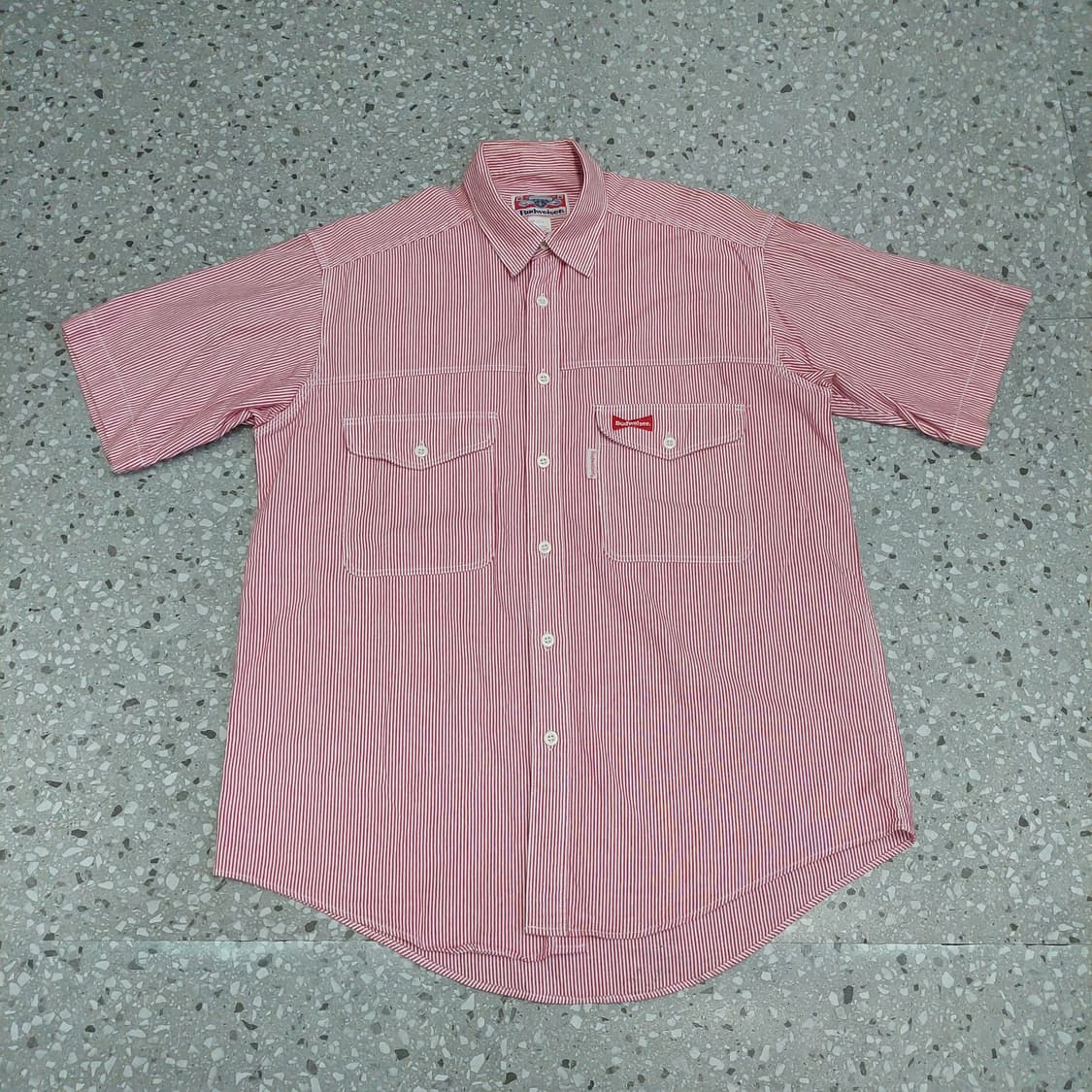 90s Vintage Budweiser Hickory Stripes 셔츠 상품이미지1