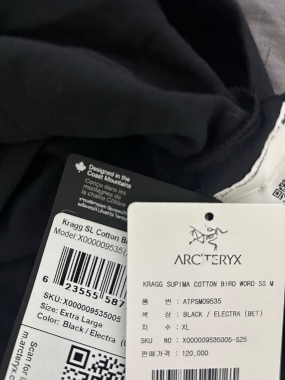 아크테릭스 크래그 SL 코튼 버드 워드 SS 티셔츠 블랙 일렉트라 상품이미지2