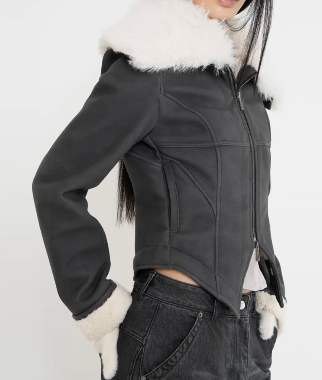 [새상품] 2000아카이브스 퍼 무스탕 블랙 상품이미지2