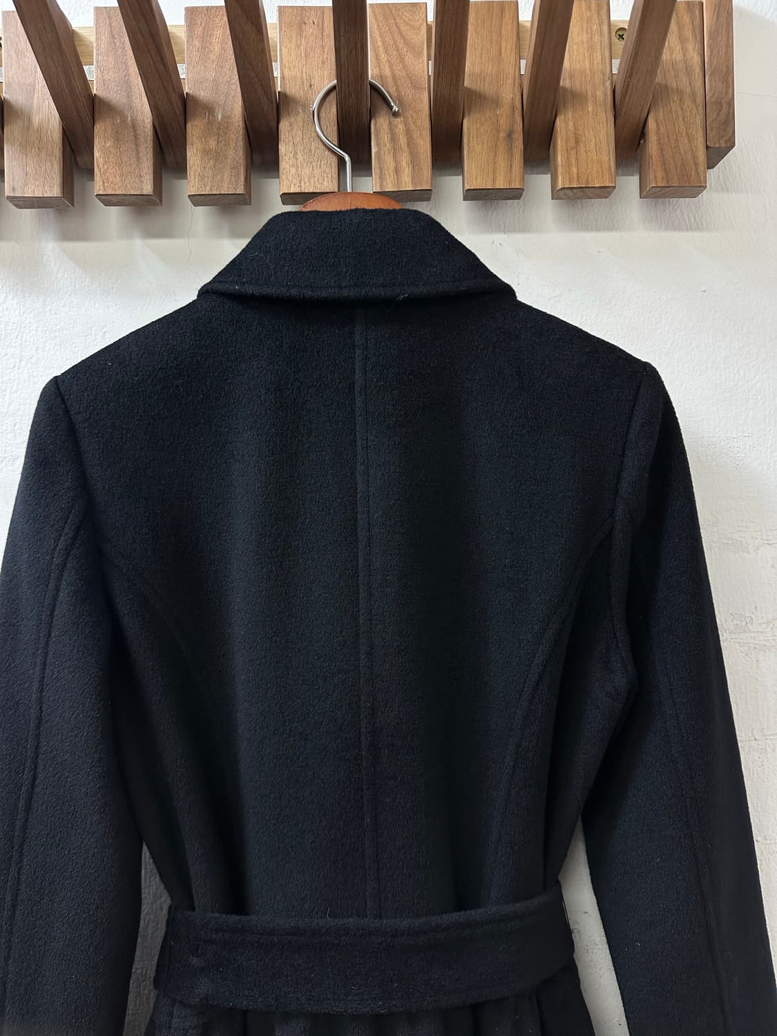 일본빈티지 Private Label 양모울 앙고라 플레어 블랙 코트  상품이미지4