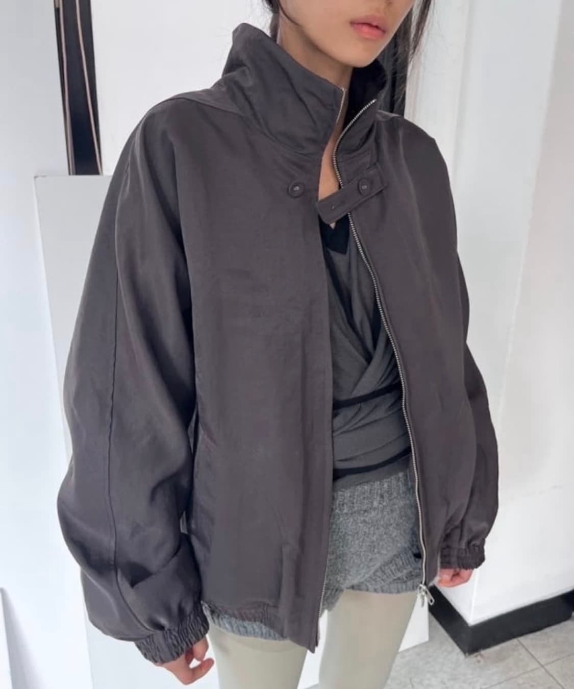 Ulika Sanctus 리본 봄버 딥브라운 상품이미지2