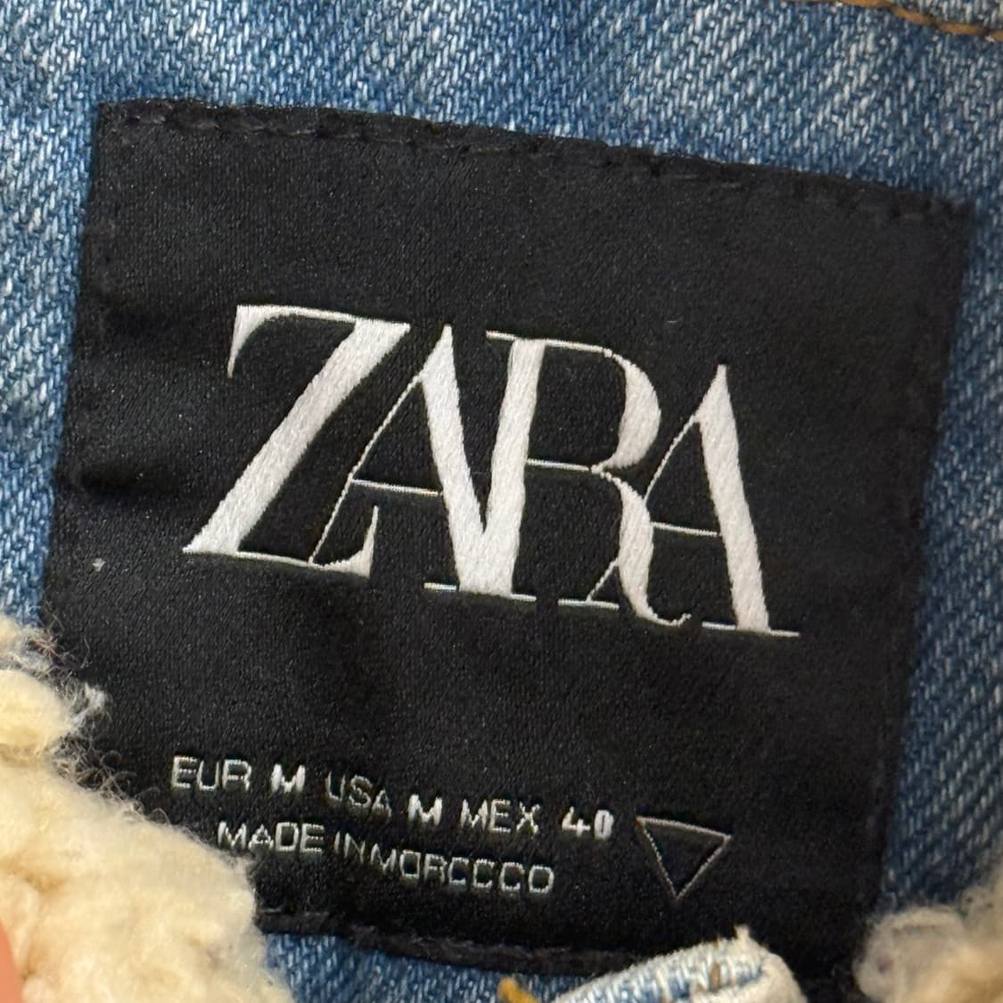 자라 데님 데미지 워싱 쉐르파 자켓 (M) 상품이미지2