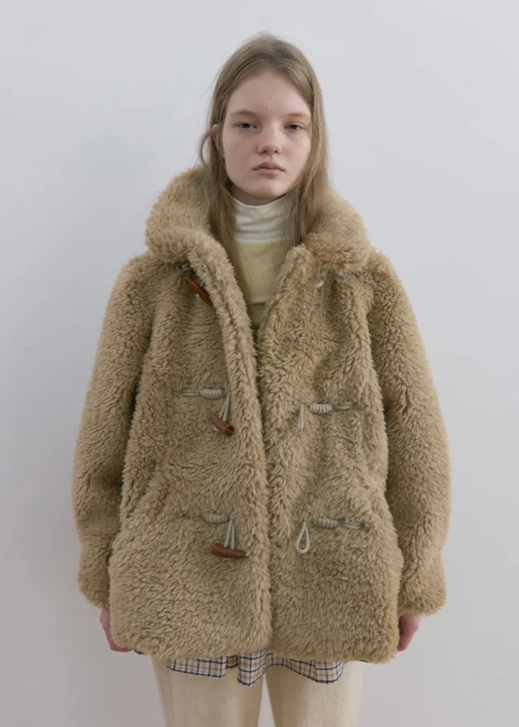 노컨텐츠 24FW 페이크 퍼 더블 코트 상품이미지1