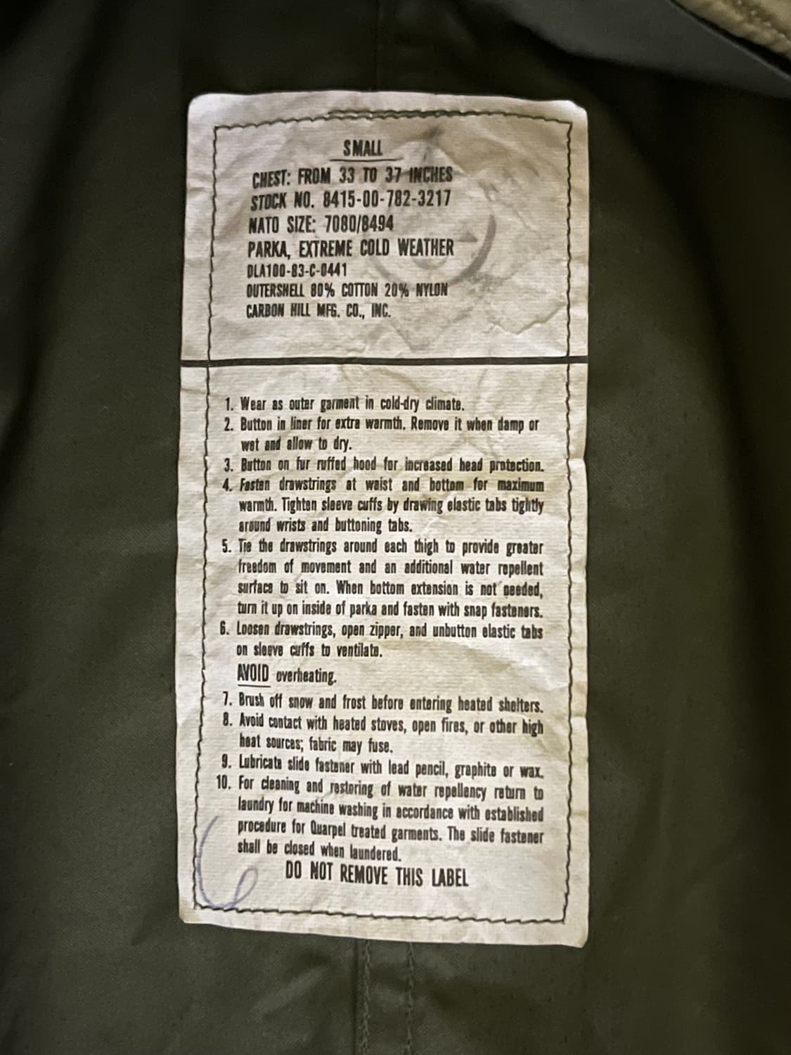 [S] 미군 OG 데드스탁 M65 피쉬테일 개파카 모즈코트 상품이미지9