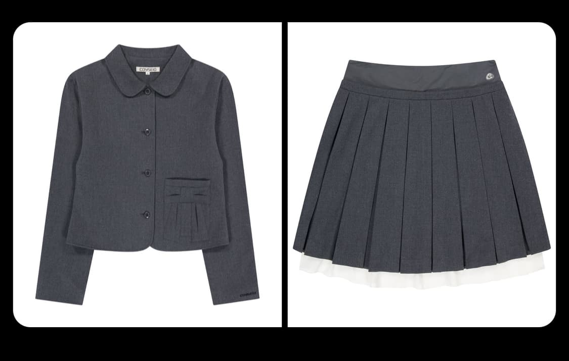 코이세이오 셋업 그레이 자켓 스커트 일괄 상품이미지2