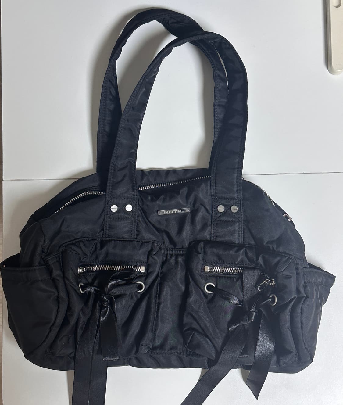 낫노잉 더블 리본 카고 더플백 블랙  상품이미지5