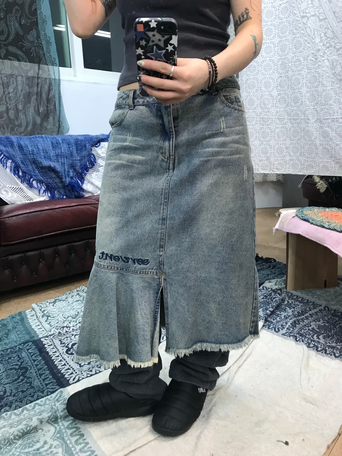 여성 빈티지 디테일 데님스커트  상품이미지1