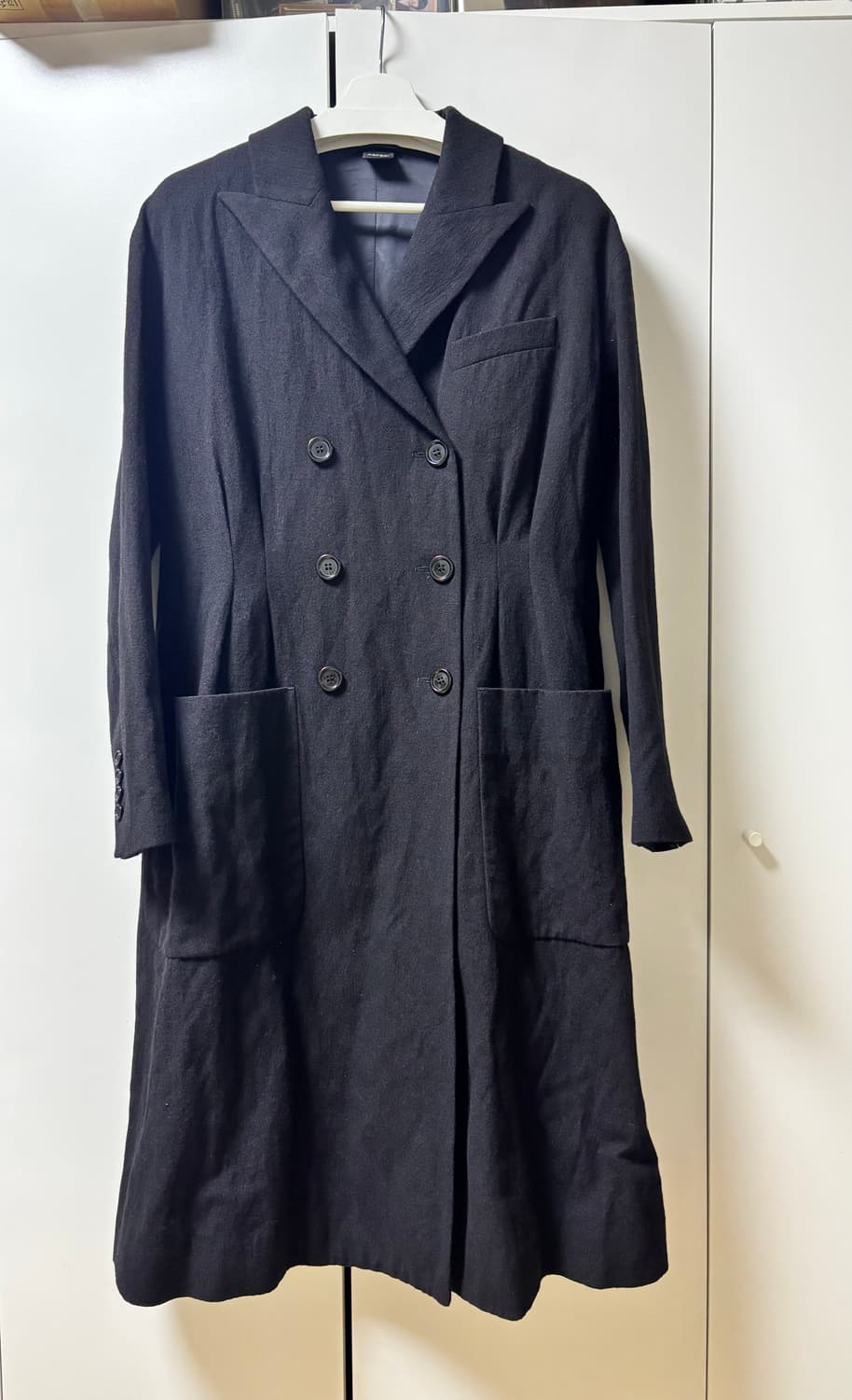 아스페시 블랙 울 롱 코트 상품이미지1