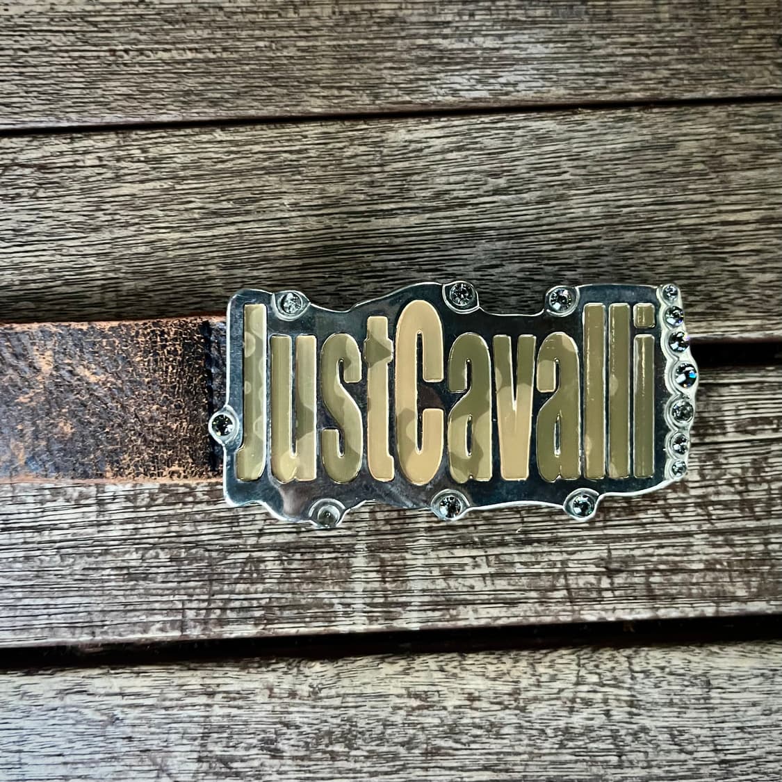 Just Cavalli 레터링 플레이트 리얼 레더 벨트 상품이미지5