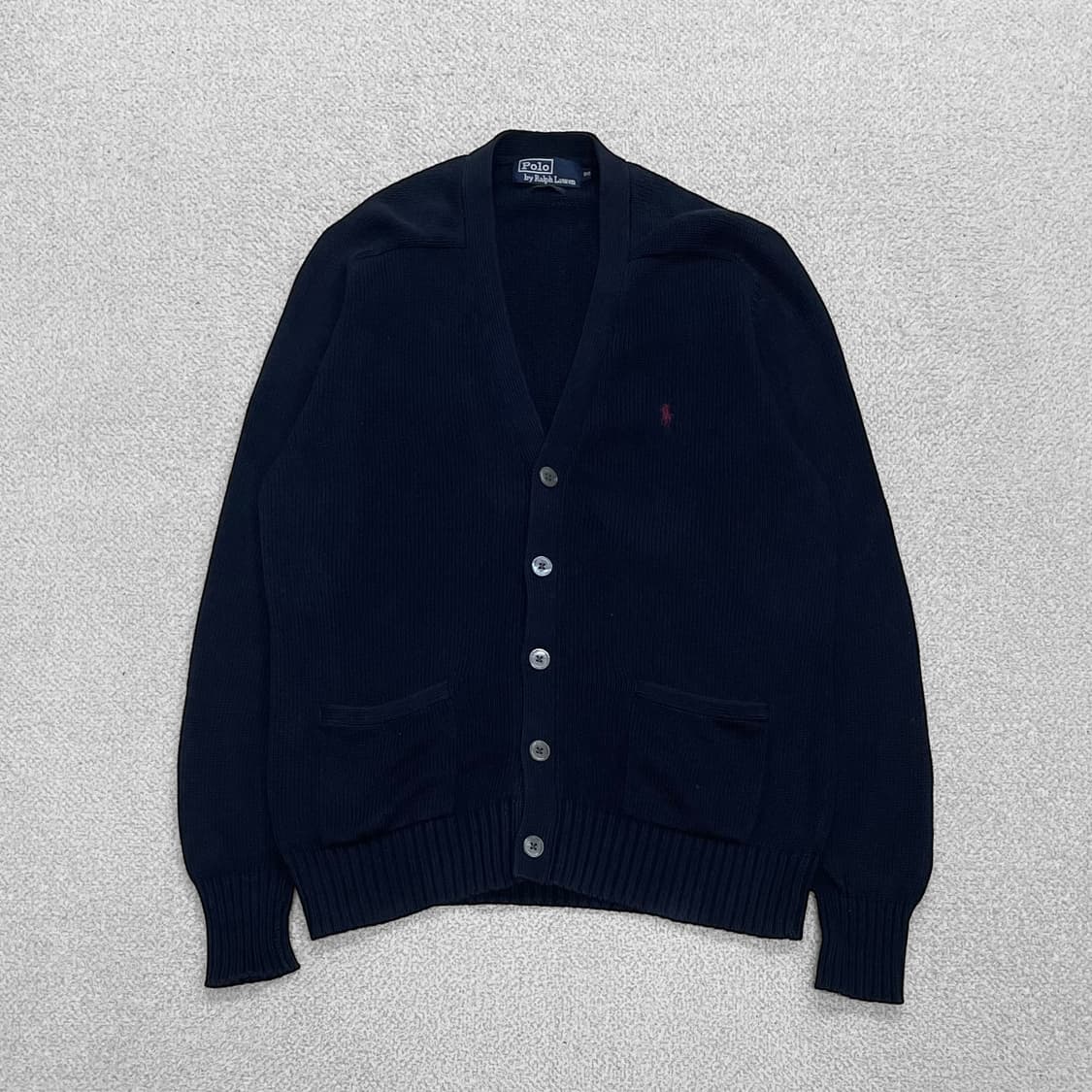 폴로 랄프로렌 포니 로고 브이넥 니트 가디건 네이비 상품이미지1