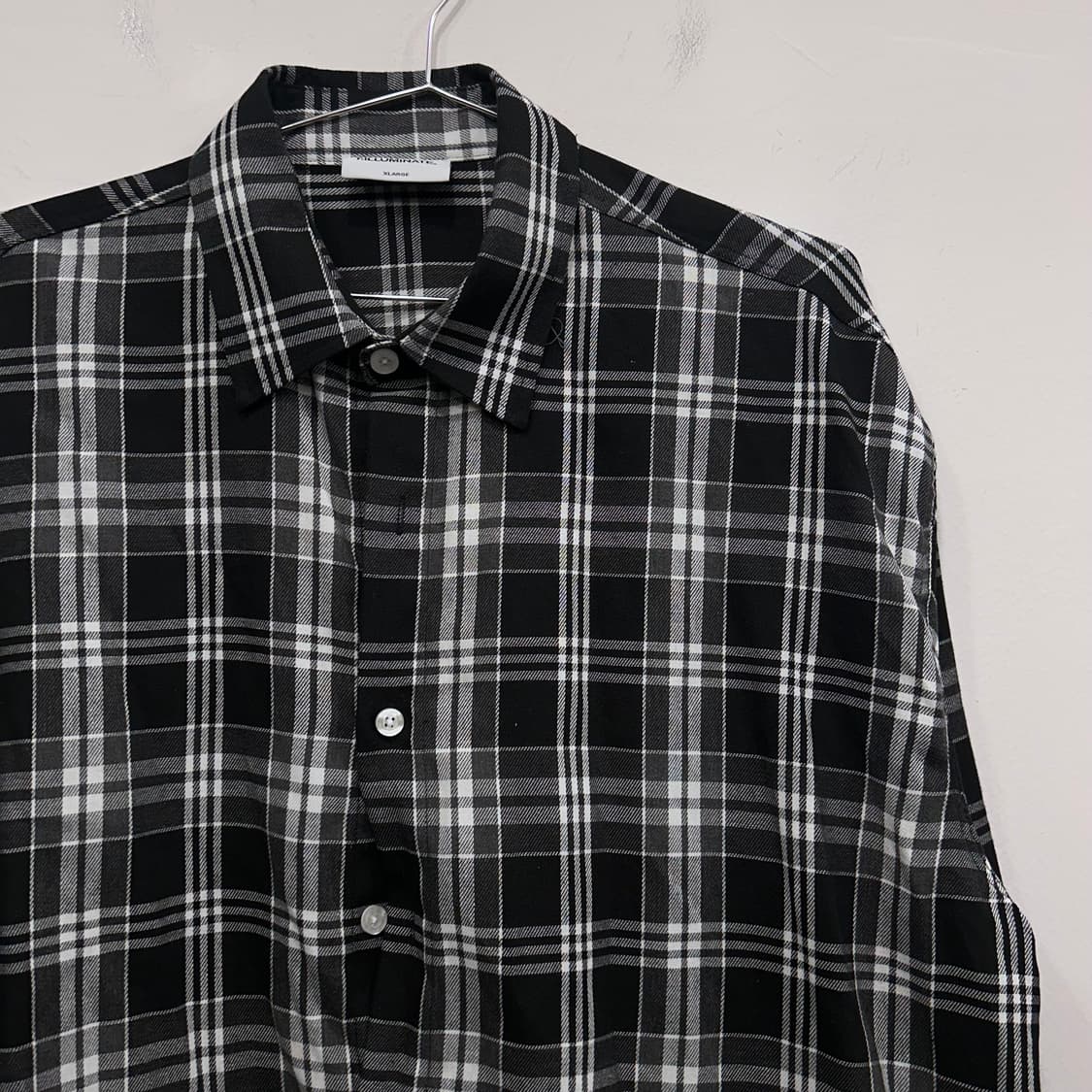 필루미네이트 코튼 오버핏 체크셔츠 상품이미지1