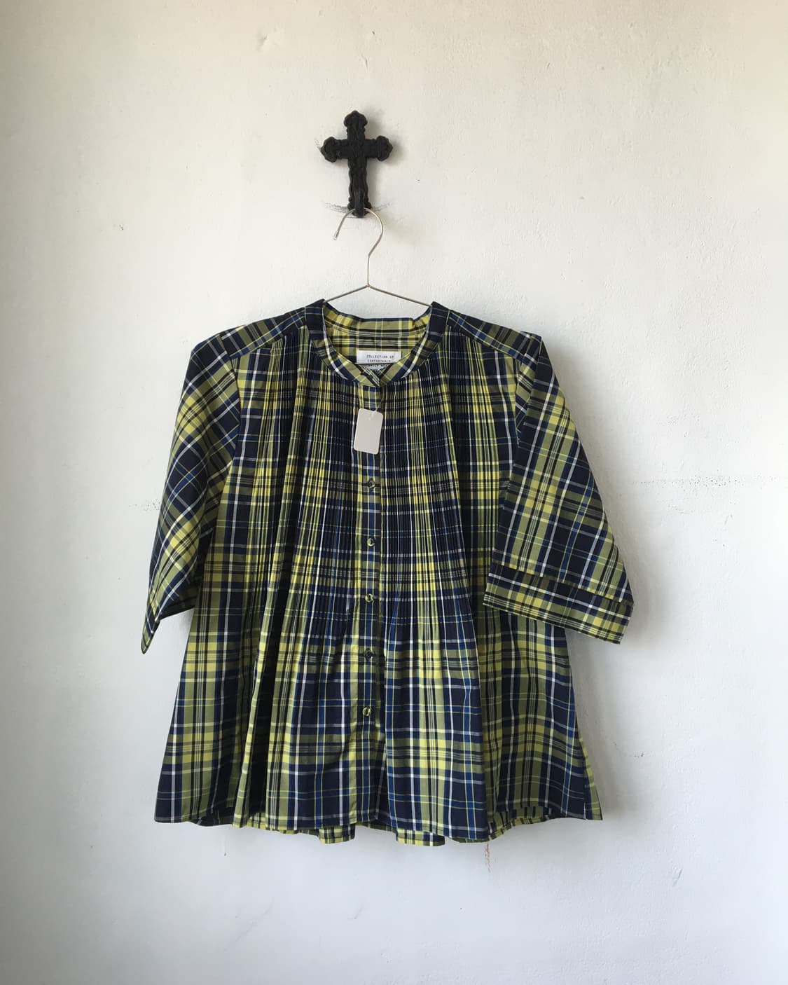 Check pattern pleats blouse 상품이미지2