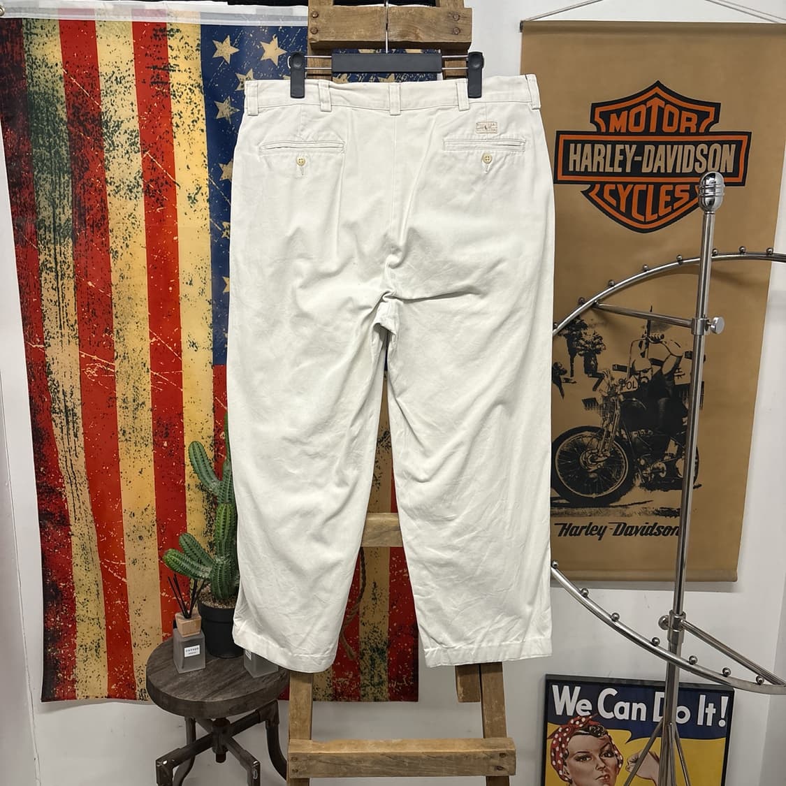 90s 폴로 랄프로렌 클래식 스모키화이트 코튼 치노팬츠 포니자수 N762 상품이미지2